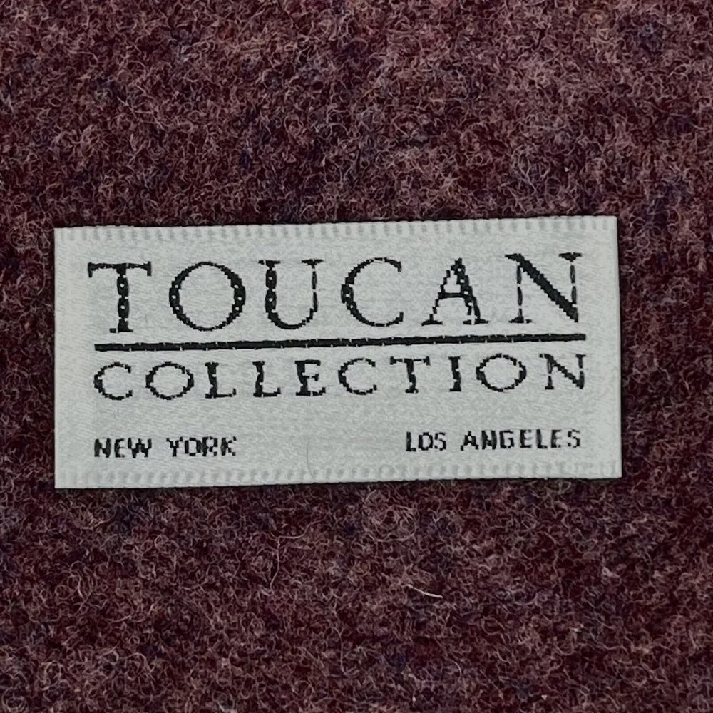 Purple w/Black Accent Beret Toucan Collection Custom Hand Embroidery Wool ‎ READ